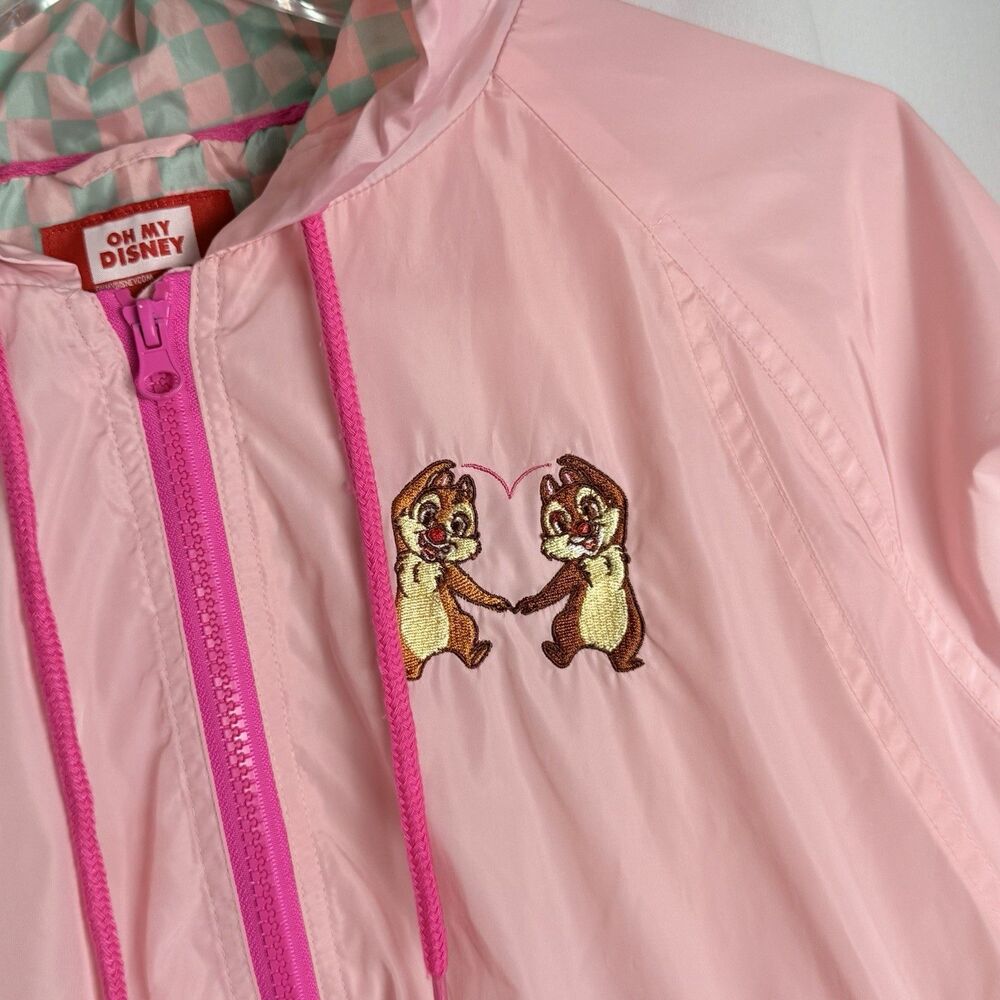 Disney Store Chip N Dale Embroidery Windbreaker Hoodie Jacket Sz M - Picture 3 of 8